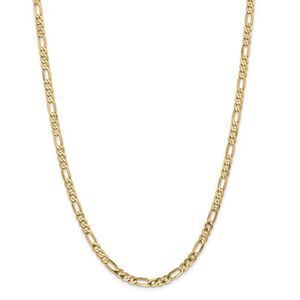 4.75mm 14k Yellow Gold Flat Figaro Chain Necklace, 24 Inch